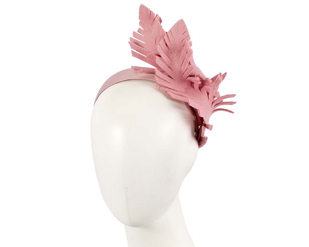 Pink felt leafs winter racing fascinator by Max Alexander - Hats From OZ