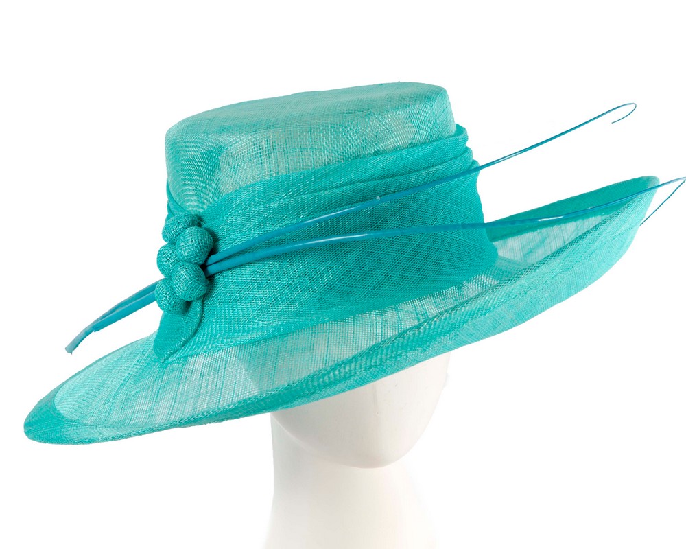 Wide brim aqua ladies fashion sinamay hat - Hats From OZ