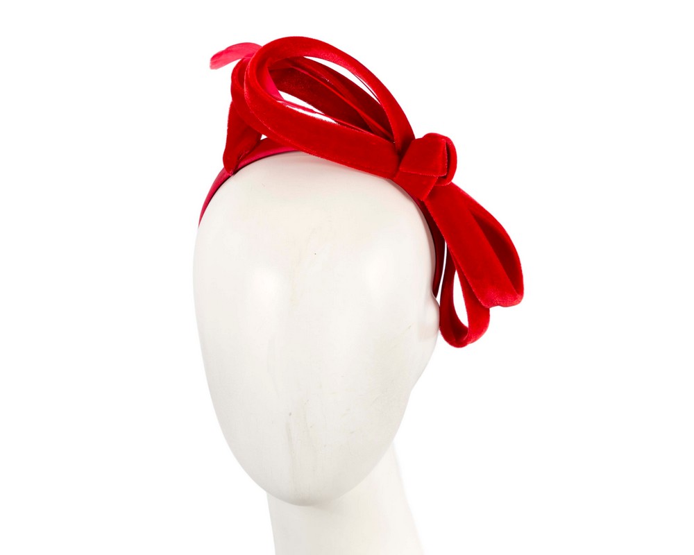 Red velvet bow racing fascinator by Max Alexander - Hats From OZ