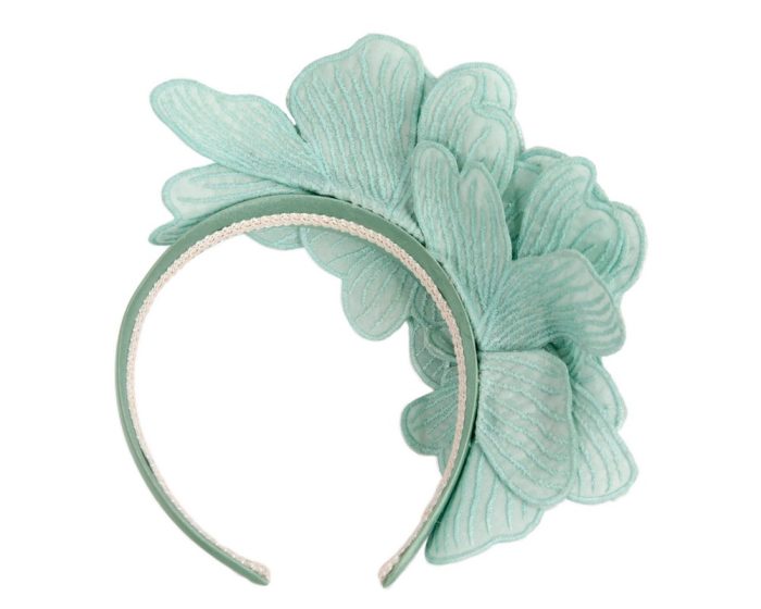 Mint green lace flower fasinator - Hats From OZ