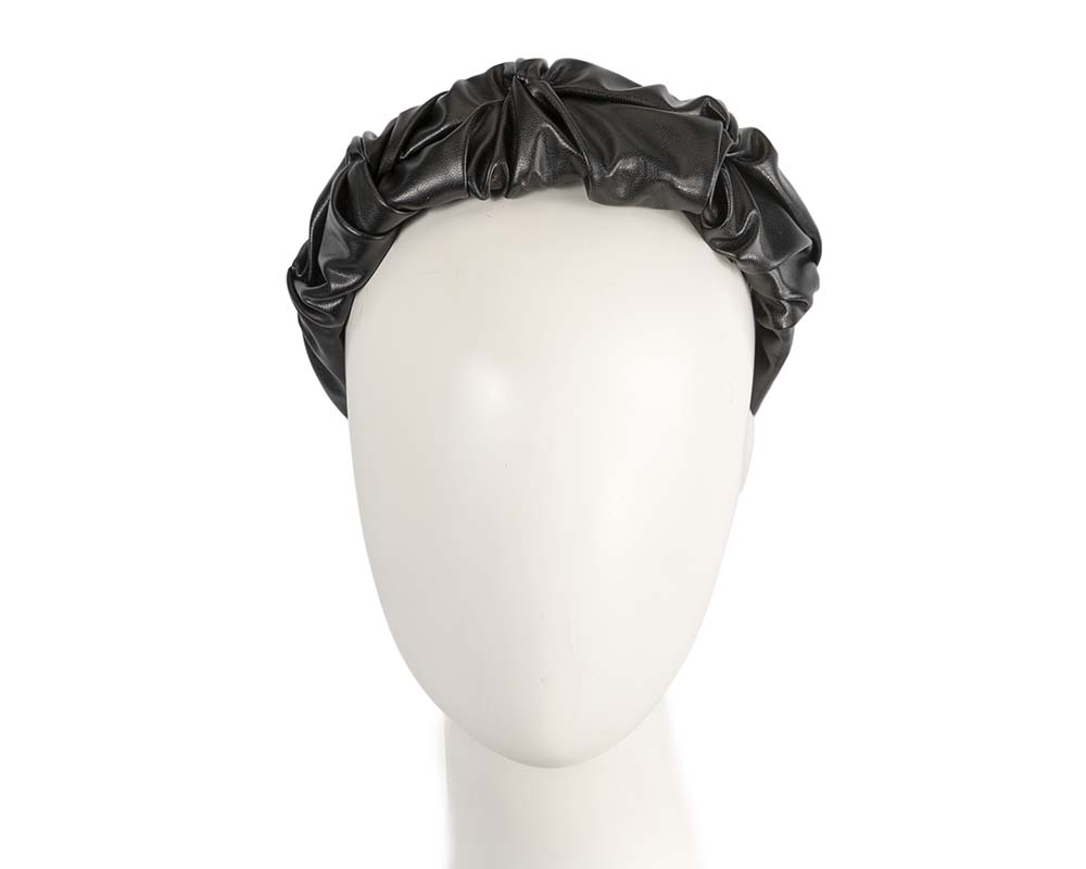 Black leather fascinator headband - Hats From OZ