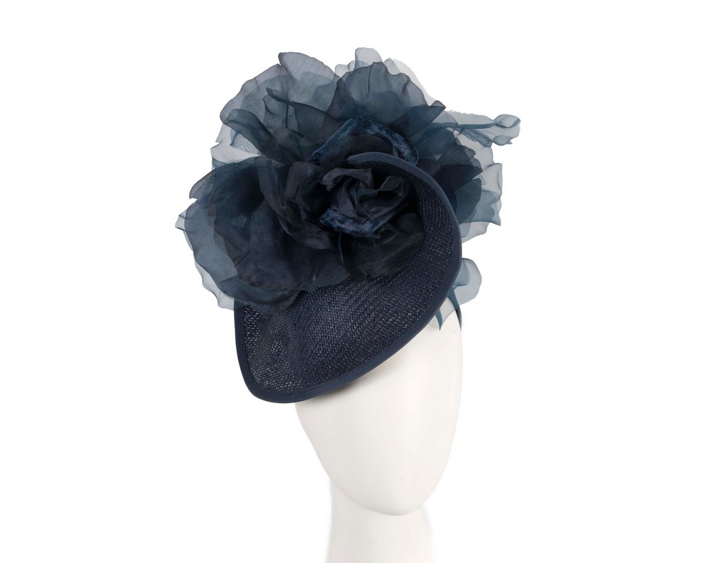 Exclusive navy fascinator with flower by Fillies Collection - Hats From OZ