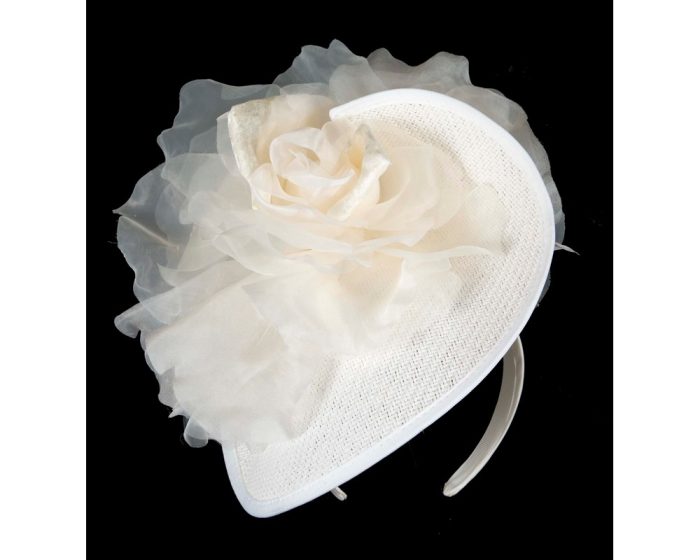 Exclusive white fascinator with flower by Fillies Collection - Hats From OZ