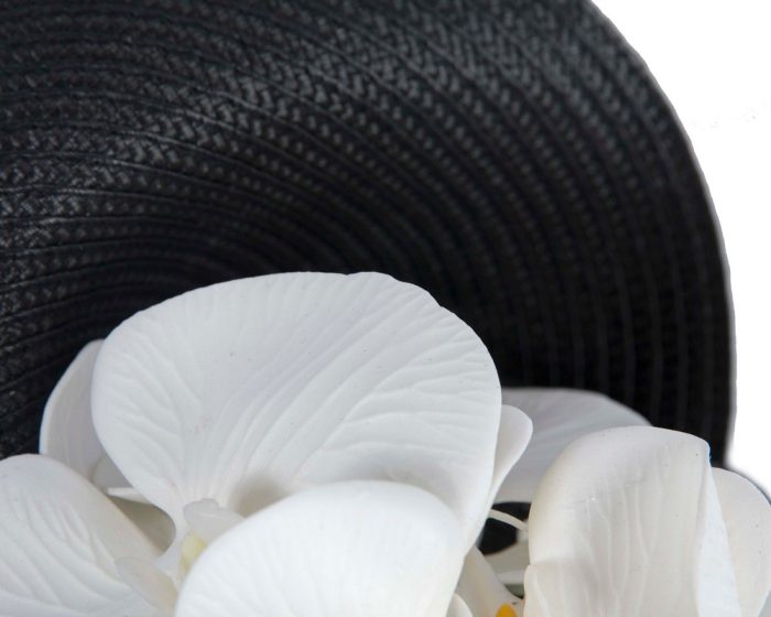 Large black & white fascinator with orchids by Fillies Collection - Hats From OZ