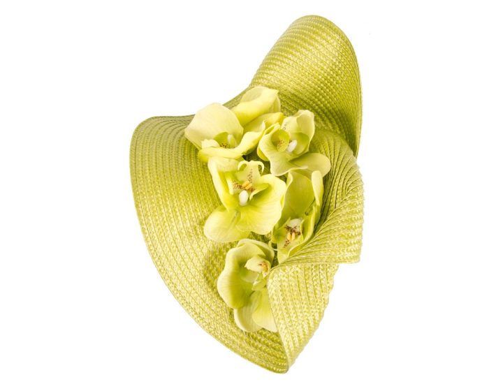 Large lime fascinator with orchids by Fillies Collection - Hats From OZ