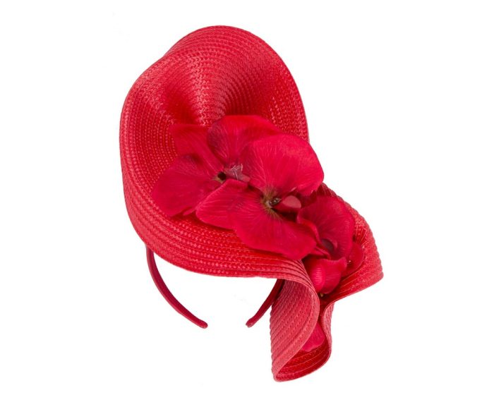 Large red fascinator with orchids by Fillies Collection - Hats From OZ