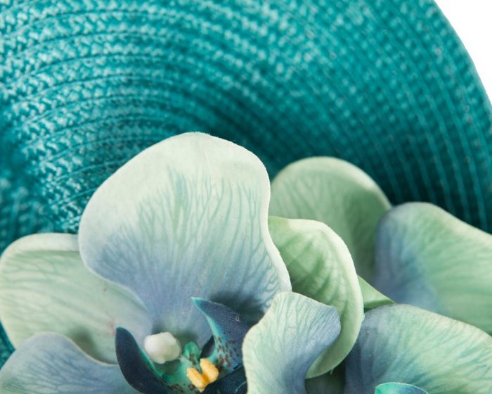 Large teal fascinator with orchids by Fillies Collection - Hats From OZ
