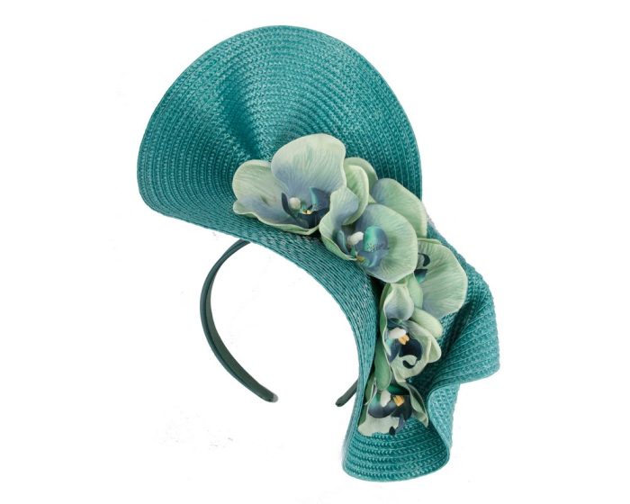 Large teal fascinator with orchids by Fillies Collection - Hats From OZ