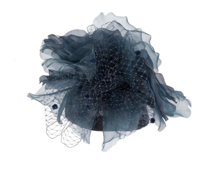 Navy flower pillbox fascinator by Fillies Collection - Hats From OZ