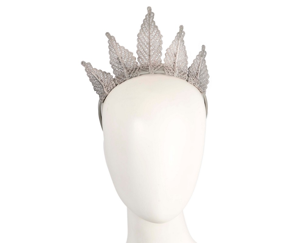 Made in Australia silver lace crown fascinator - Hats From OZ